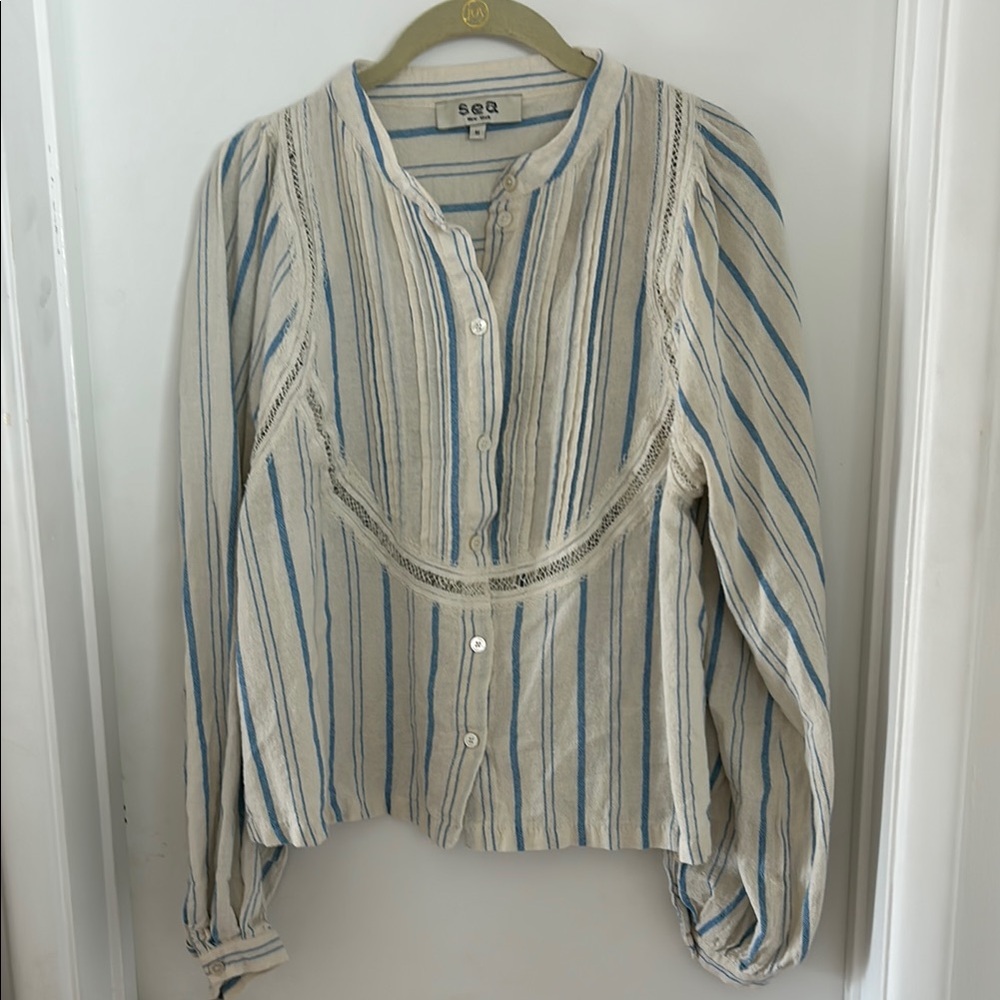 SEA New York Brady Striped Long Sleeve Blouse